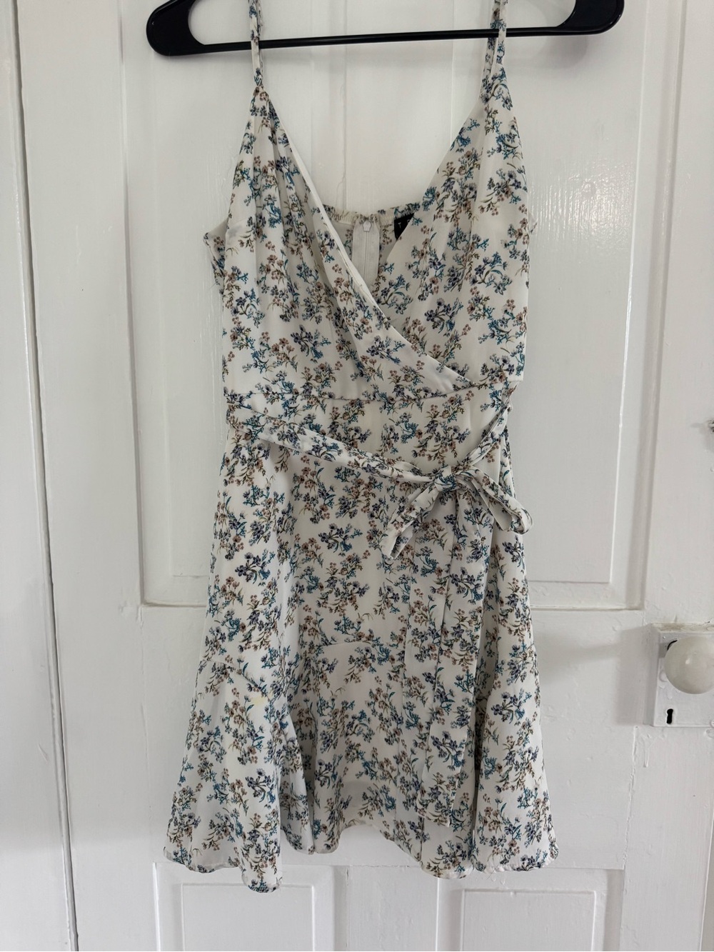 Trixxi Cream Mini Dress with Blue and Tan Floral Print
